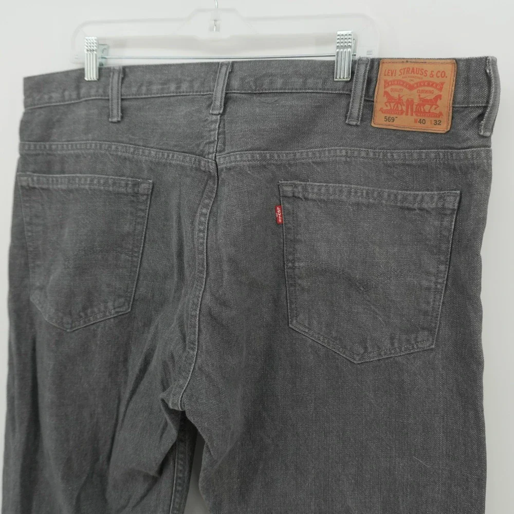 Levi's 569 Loose Straight Jeans Mens 40x32 Gray Denim Relaxed Fit Pants